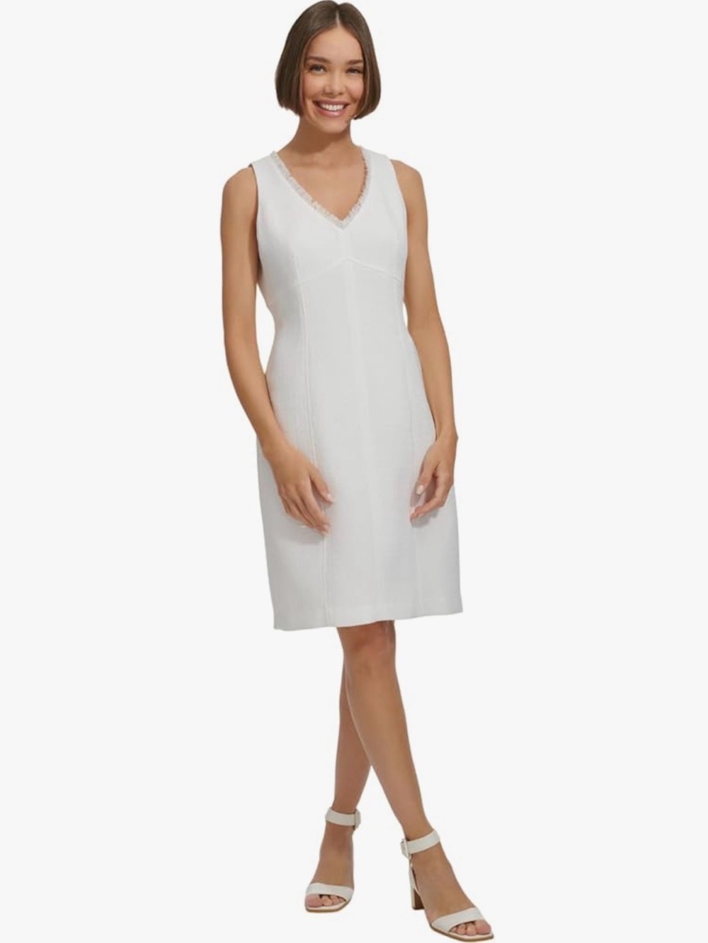 Tommy Hilfiger White V-Neck Midi Dress